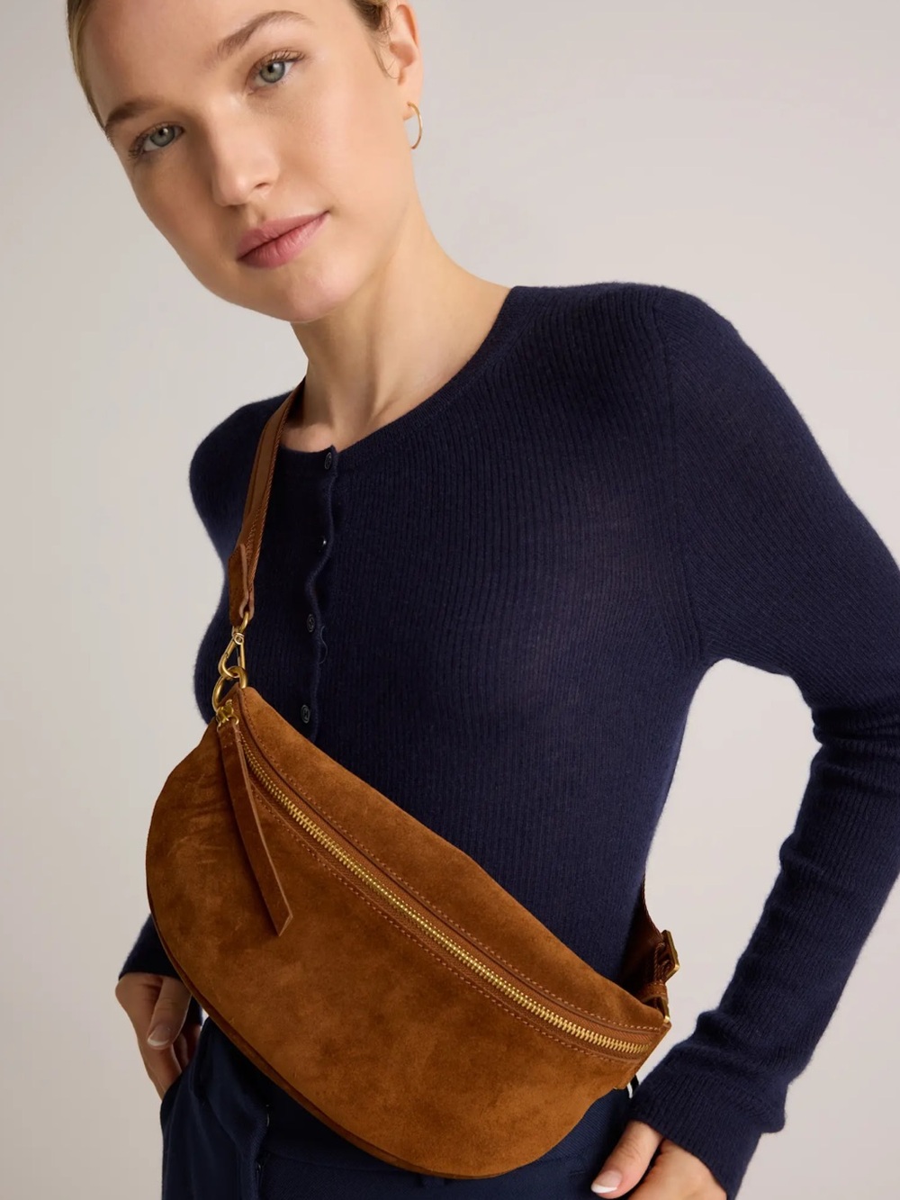 Quince Italian Suede Sling Bag/Whiskey - Picture 2 of 7